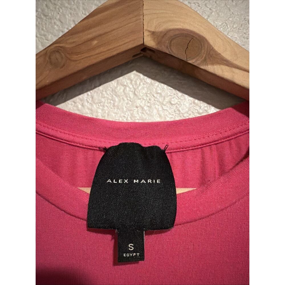 Alex Marie Crew Neck Short Sleeve T-Shirt Top Soft Casual Barbie Pink Layer Sz S - Picture 4 of 4